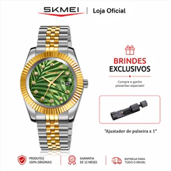 SKMEI 9418 Relógio Masculino Analógico de Quartzo Pulseira de Aço Inoxidável com Data à Prova de Respingos