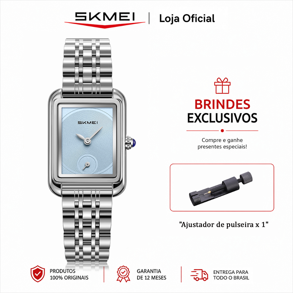SKMEI 2670 Relógio Feminino Analógico de Quartzo Pulseira de Aço Caixa Pequena Delicada Elegante para Presente