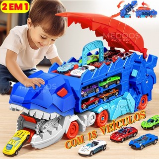 Kit Infantis Grande Brinquedo Carrinho De Dinossauro Carros De Monster Truck Transformes Pista De Com 18 VeíCulos