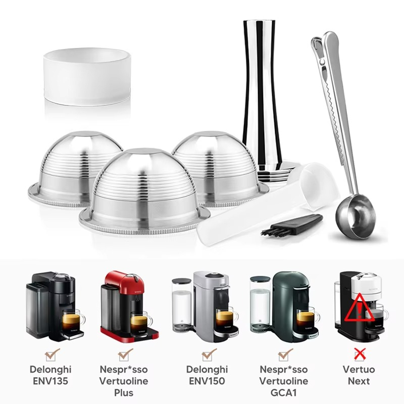 Cápsula Reutilizável Para Máquina De Café Nespresso Vertuo Vertuoline Em Aço Inoxidável Recarregável Filtro Expresso Adu