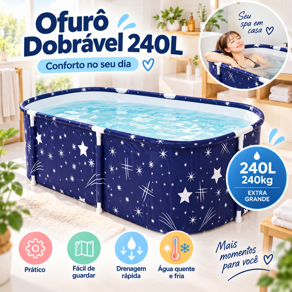 Banheira Ofurô Adulto Dobrável Portátil Retangular de PVC para Relaxamento em Qualquer Lugar