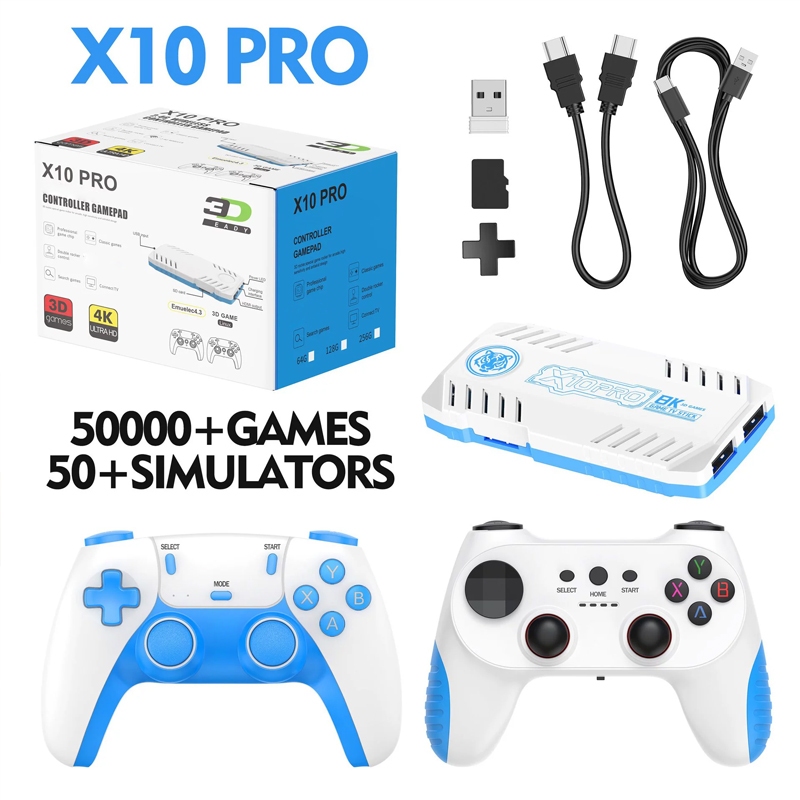 X10 PRO Game Stick 4K 128G HD TV Console De Videogame Controlador Retrô Duplo 50000 + 50 + Emuladores