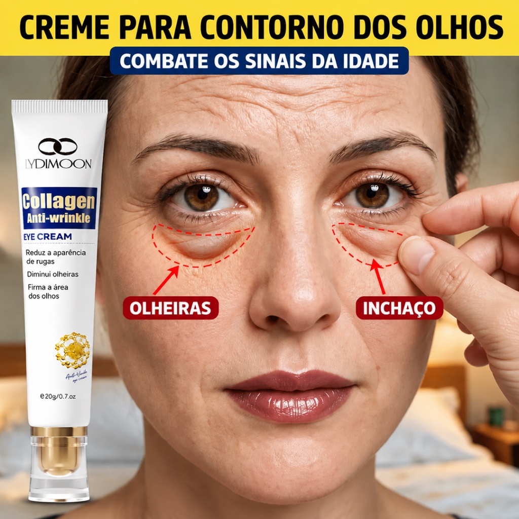 Creme para os Olhos Colágeno 3D Suaviza Linhas Finas Reduz Bolsas e Olheiras irma e suaviza a pele dos olhos 20g
