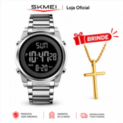 ✨✨✨SKMEI Relógio Masculino Digital Esportivo Aço Inoxidável LED Cronômetro Alarme Calendário à Prova de Respingos