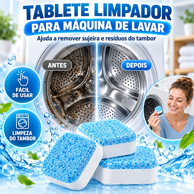 KIT 12 Pastilhas Para Higienizar Maquina De Lavar Produto De Limpeza Lavadora De Roupa Efervescentes