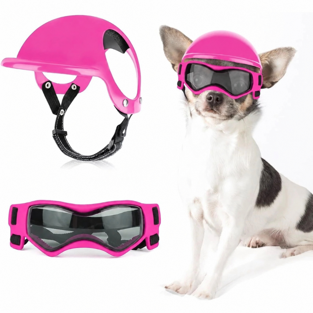 Capacete E Óculos Para Cães , mini De Motocicleta Com Alças Ajustáveis , Perfeito Passear .