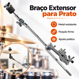Clipe de extensão de suporte de tambor/prato de instrumento de percussão e suporte de montagem ajustável