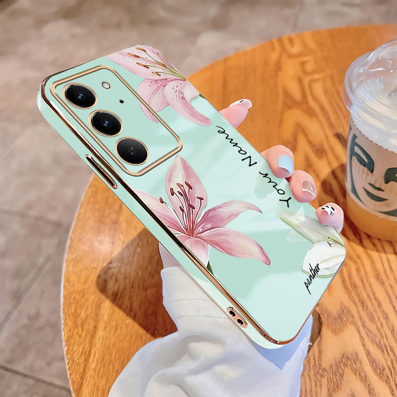 New DIY Nome Personalizado Caso De Telefone Para realme C71 5G Embalagem Adorável Brilhante Banhado Capa Macia