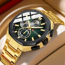 Novo Relógio Masculino CURREN , Marca Original , Pulseira De Aço Inoxidável Moderna , Cronógrafo Com Ponteiros Luminosos