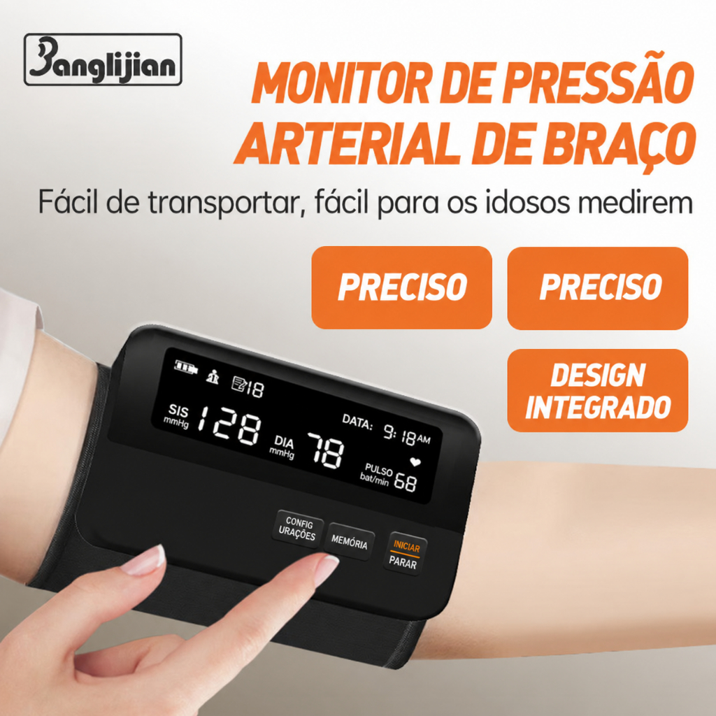 Monitor Digital De Pressão Arterial Do Braço Superior BP Preciso E Medição De Frequência Cardíaca Com Voz , Tela Grande