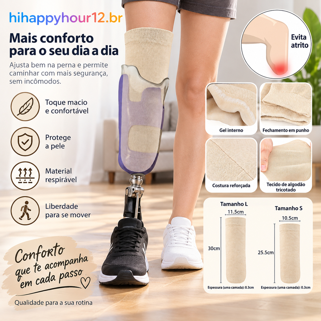 Manga Retrátil De Coto De Gel De Alta Elasticidade HIHAP Para Suporte De Meia Prótese Abaixo Do Joelho