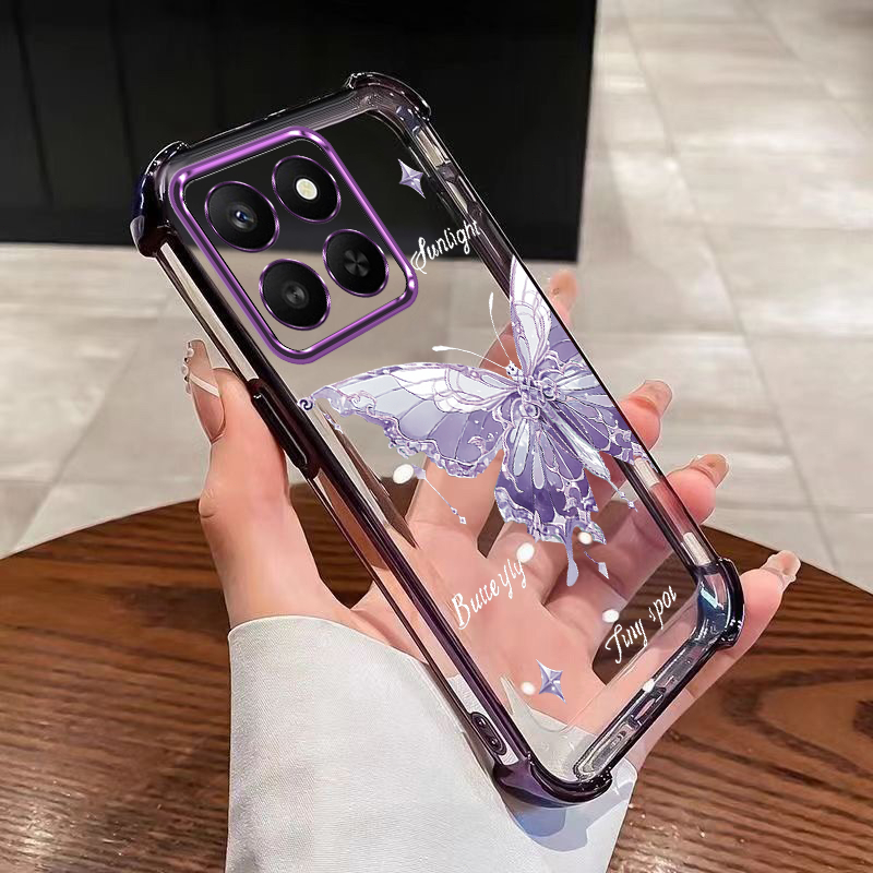 Capa De Telefone À Prova De Choque Para Moto G77 5G G67 Borboleta Anti Amarelo Espaço Transparente Airbag Embalagem Durá