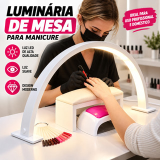 Luminária Led Meia Lua de Mesa Ring Light Estética e Manicure