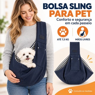 Mochila de Transporte Pet – Bolsa Sling Portátil para Gatos e Cachorros com Alça Ajustável, Viagem e Passeio Confortável