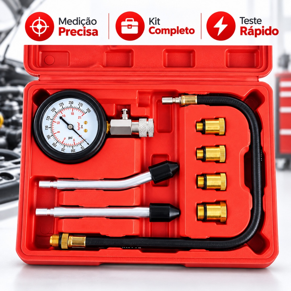 Medidor Compressão De Motor Teste De Cilindros 4 Adaptadores multifuncional ferramenta detecção pressão