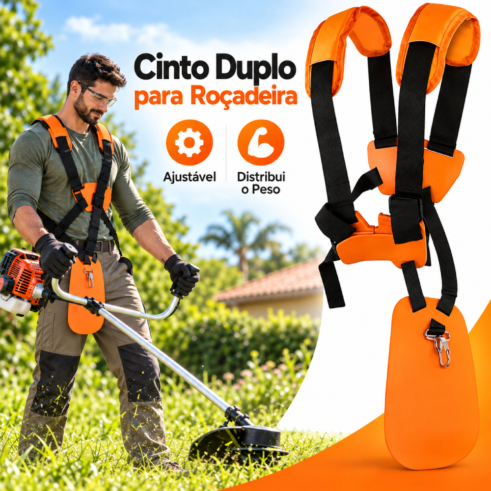 Cinto Duplo Para Roçadeira Universal Ergonômico Ajustável Qualquer Marca