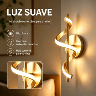 Arandela LED Espiral Estilo Nórdico Luz Suave Bivolt 110V-220V Ideal para Quarto Sala e Corredor