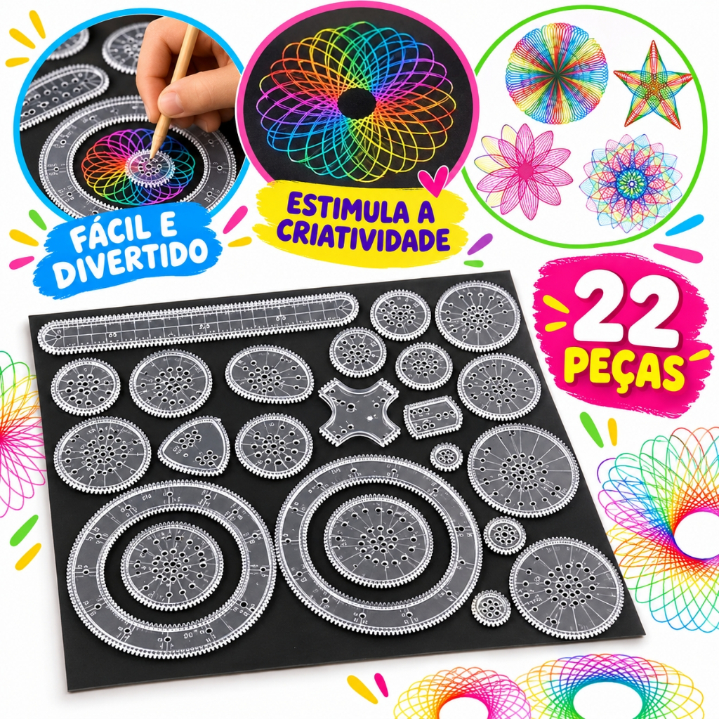 Kit 22 peças/conjunto Régua Mágica Colorida Conjunto de Pintura Scratch - Ferramentas de Desenho de Cópia Manual (Leve)