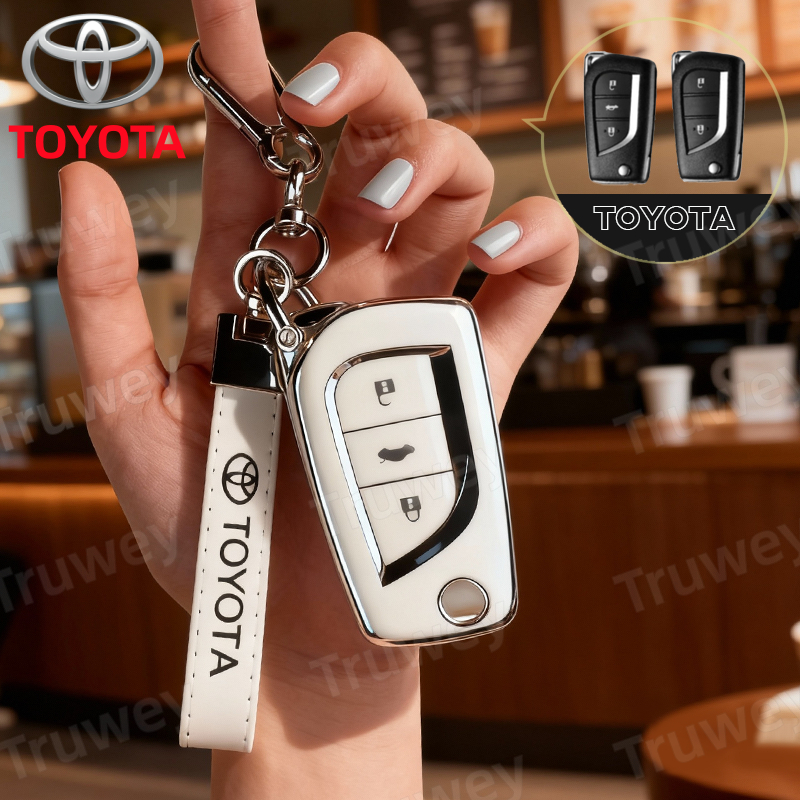Para Toyota Camry Corolla RAV4 Hilux Fortuner Yaris Innova Keyless Remoto Chave Capa Chaveiro Titular Acessórios Do Carr