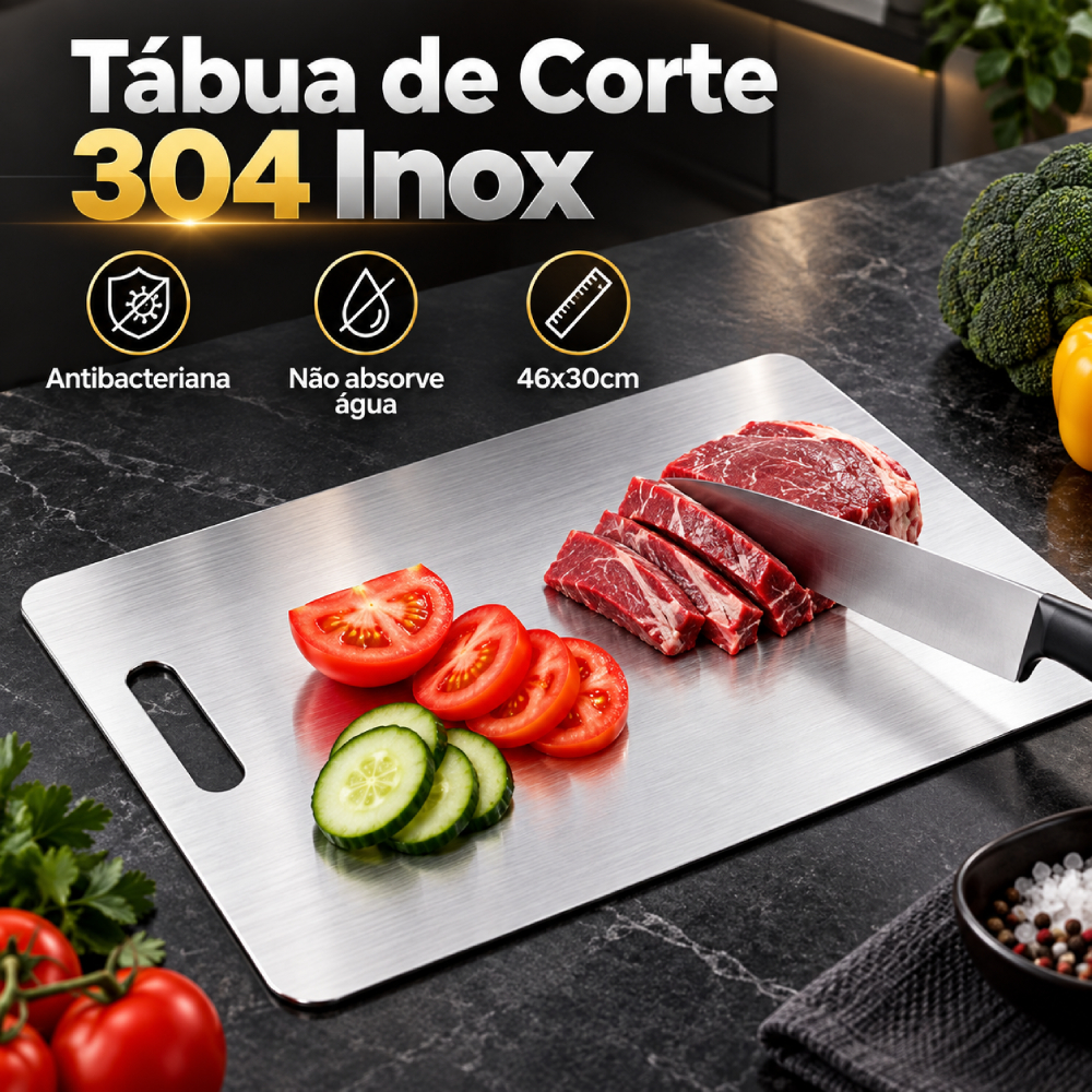 Tábua De Corte 304 Aço Inoxidável Antibacteriana À Prova De Mofo tábua de cozinha 46x30cm