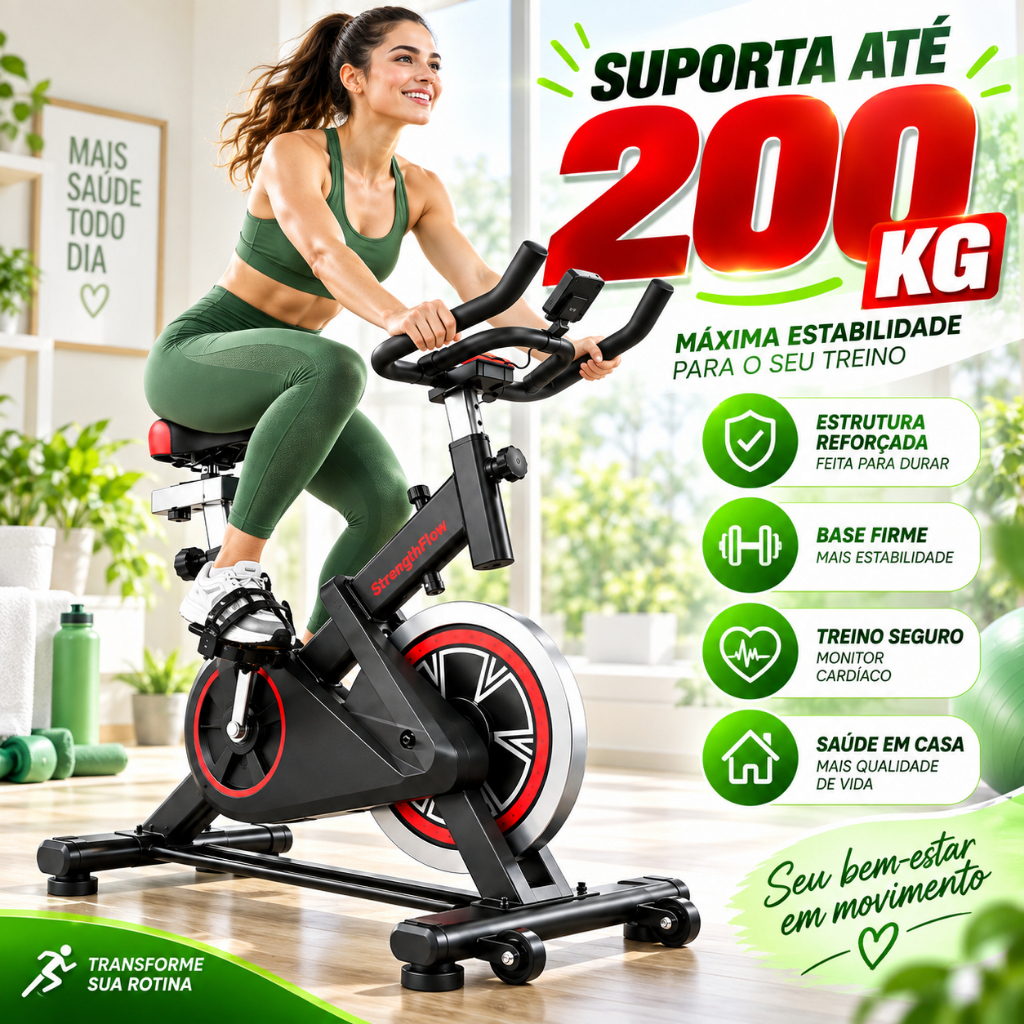 Bicicleta Bike Ergometrica Spinning Detecção De Frequência Cardíaca Academia Fitness Profissional 120kg