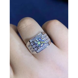 Anel masculino de prata 925 Sansheng III Anel masculino estilo Moissanite anel masculino prata esterlina banhado a plati