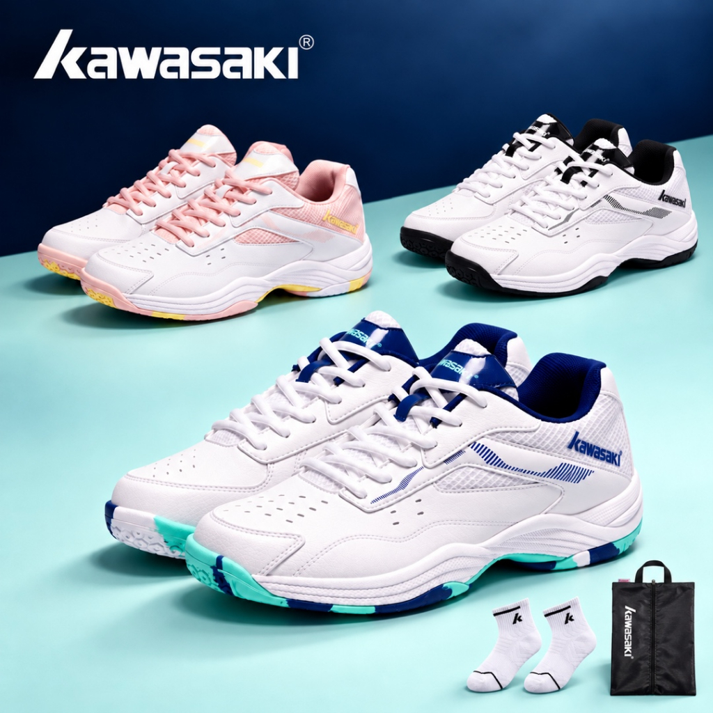 Kawasaki Pickleball Sapatos Tênis K-086 & B3324 C32011 De Badminton Respirável Antiderrapante Esportivo Para Homens Mulh