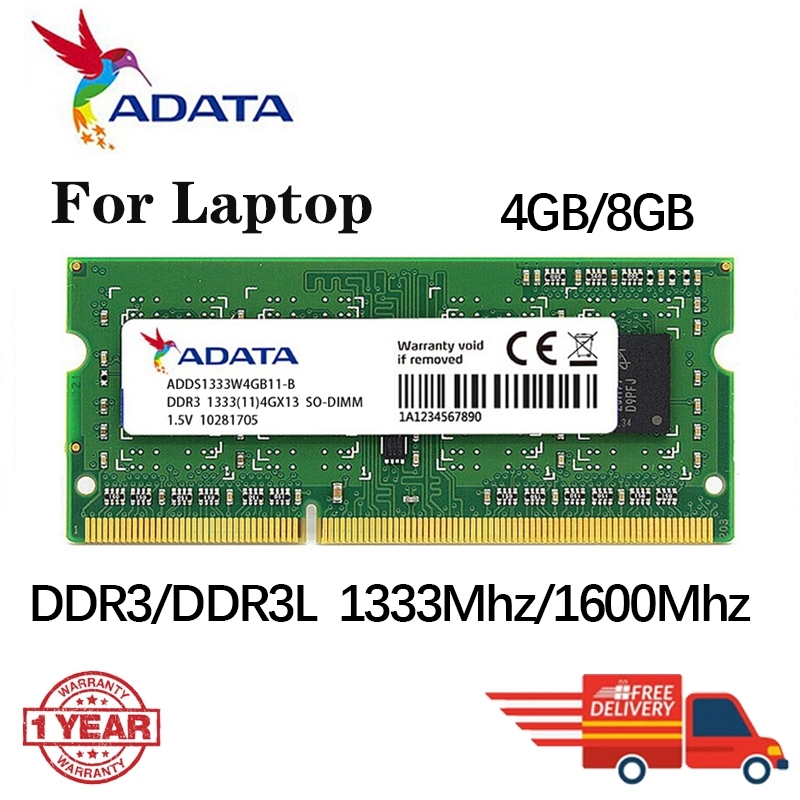 ADATA DDR3 DDR3L RAM 4GB 8GB 1333Mhz 1066Mhz 1600Mhz 1.35v SO-DIMM PC3L-12800 DDR3L Laptop Para Memória DDR3