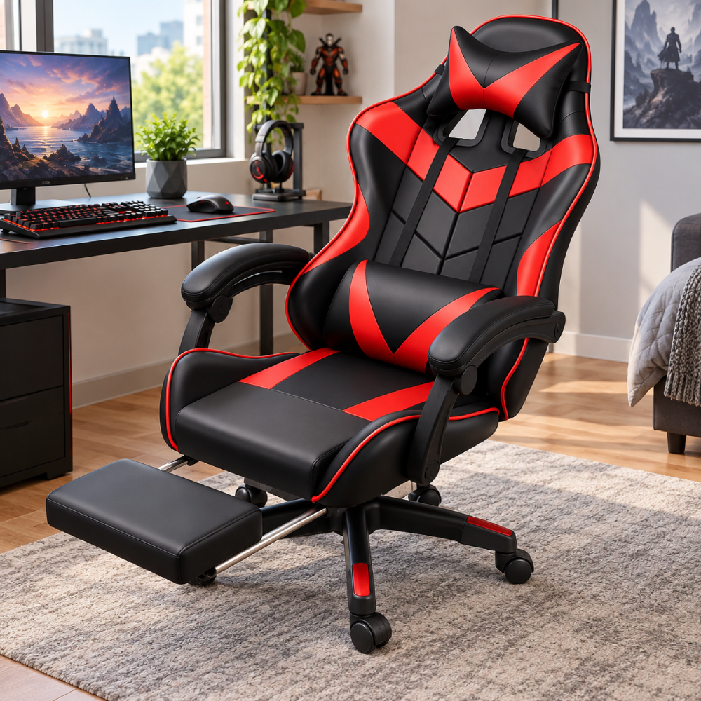 Cadeira Gamer Ergonômica Profissional Reclinável Confortável Com Rodinha Pés e Altura Ajustável para Escritório