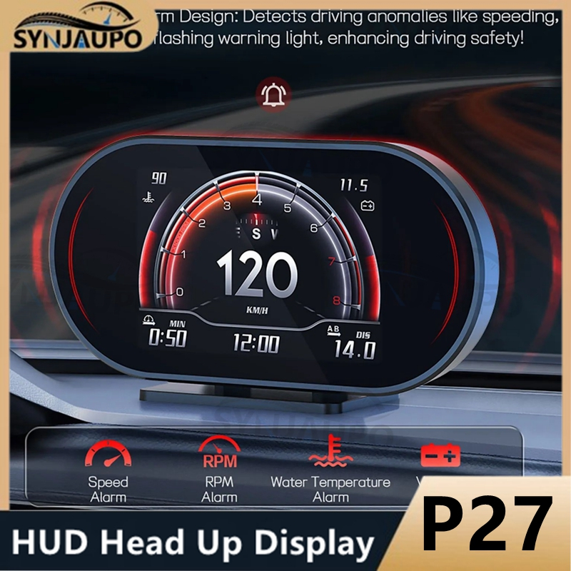 Computador A Bordo Carro OBD HUD P27 Velocímetro Viagem Display Água & Óleo Temperatura Consumo De Combustível Acessório