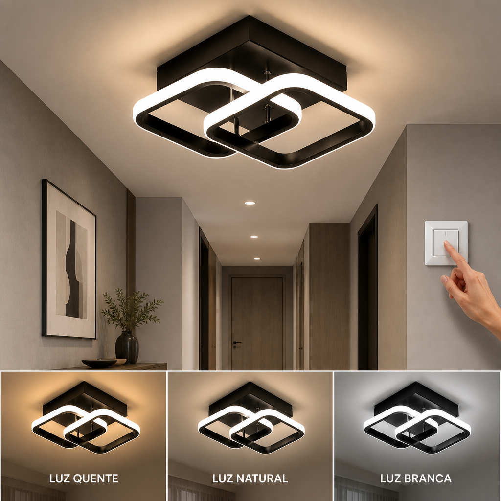 Luminária De Teto Plafon Led Moderna Lustre para Corredor Sala Quarto Cozinha