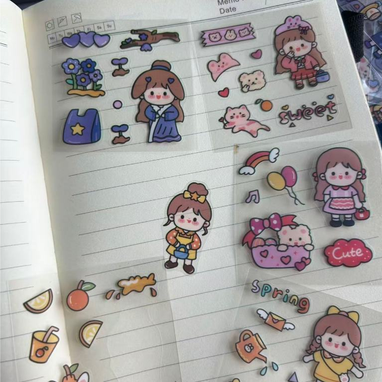 Bonito dos desenhos animados menina recompensa adesivo pintura papelaria adesivo copo de água adesivo estilo aleatório — imagem 2 de 2