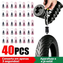 Kit 40 Parafusos Reparo Pneu Sem Câmara Universal Carro Moto + Chave Fenda