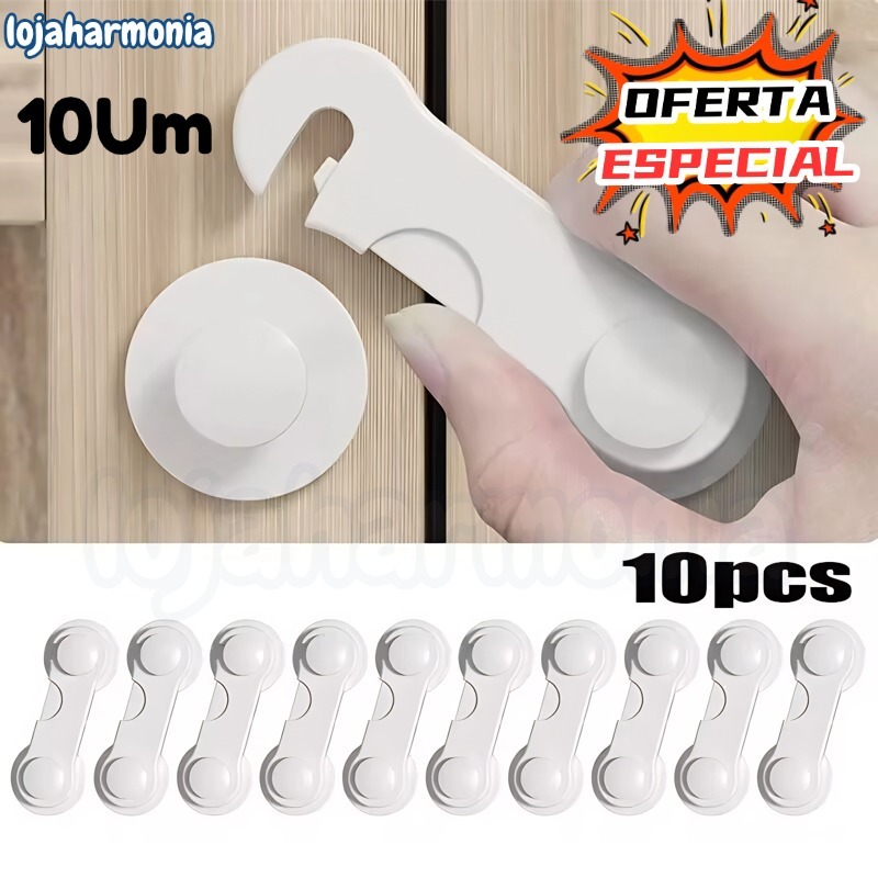 Kit 10/20 Travas Para Gaveta Porta Armário Segurança Bebê - Opção de cores