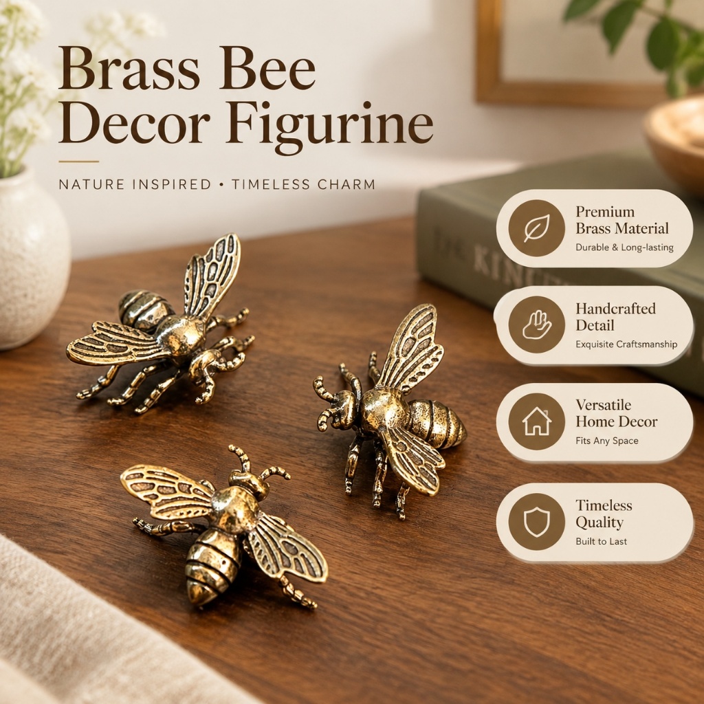 [bagreny] Estatuetas Colecionáveis De Mini Abelha De Latão Vintage 1 Unidade/2 Unidades-Decorações De Mesa Antigas Feita