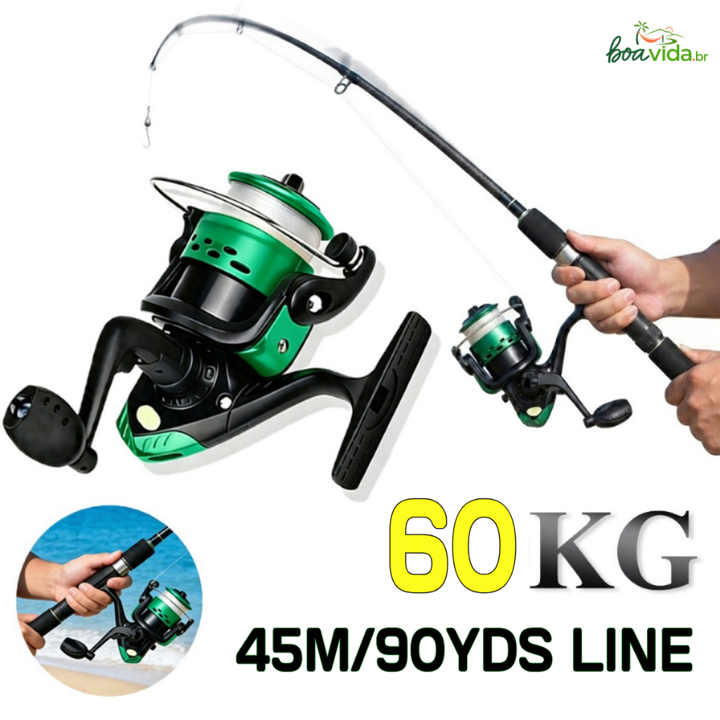 Molinete Ultra Light Micro 60KG – Levíssimo com Linha Colorida e 03 Rolamentos, Direito/Esquerdo Intercambiável