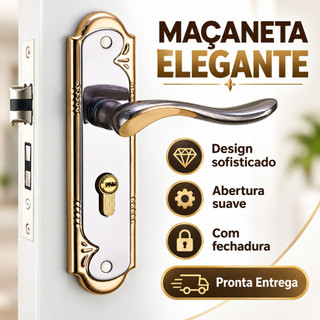 Fechadura de Porta Externa Sala Cozinha Banheiro Dourado luxo Cromada inox
