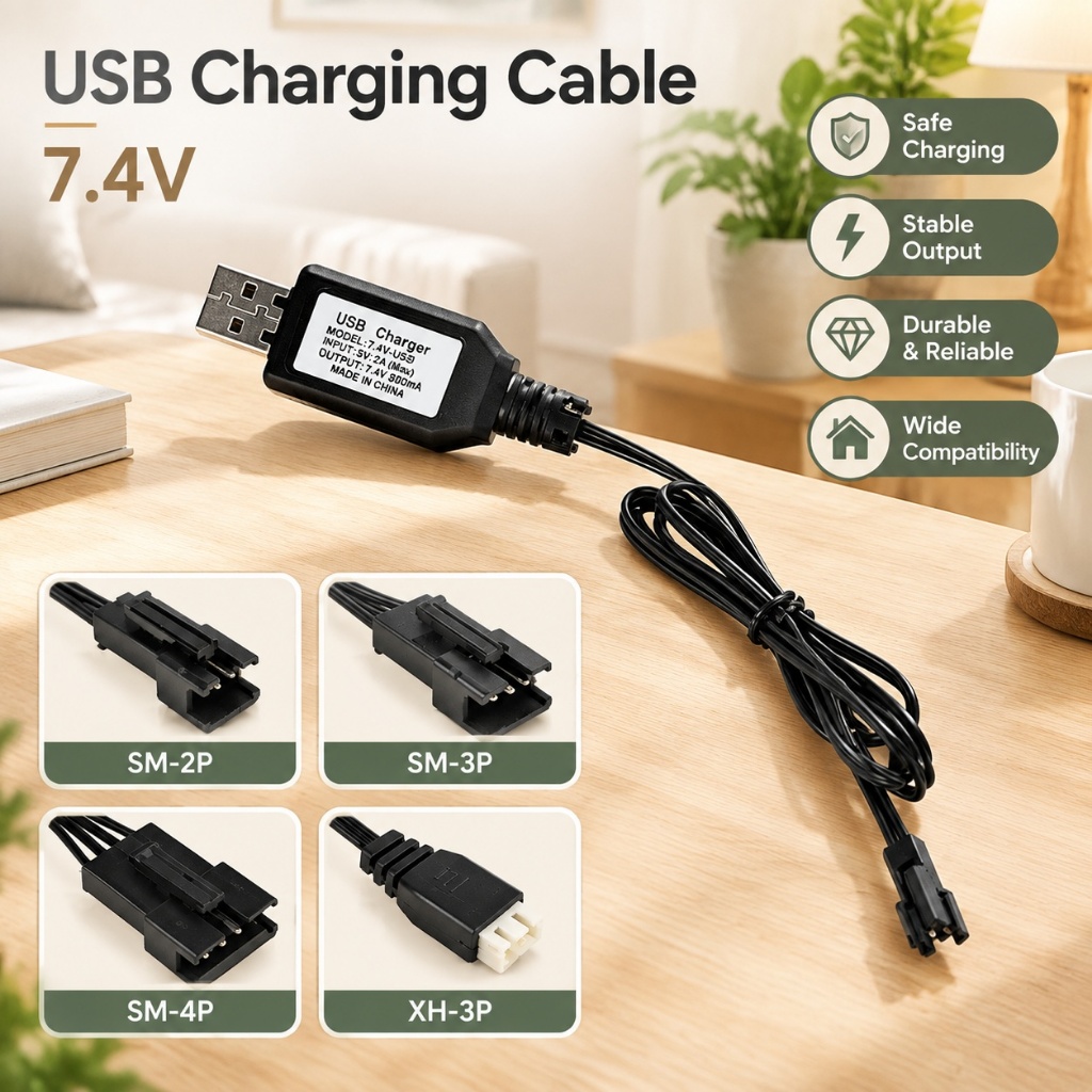 [bagreny] 1 Peça 7.4V SM-4P Plug Carregador USB Para DE36W DE65 HM202 EC08 EC16 RC Carro M416 Gel Elétrico er De Bateria
