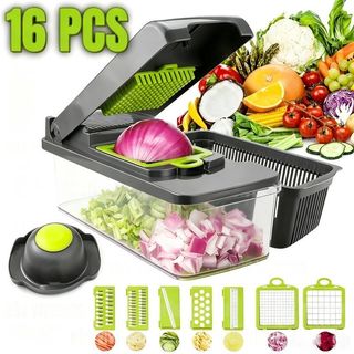 Profissional Multiuso Cozinha Slicer Aço Inox 16 em 1 Fatiador Cortador Ralador De Legumes Verduras Frutas Alimentos