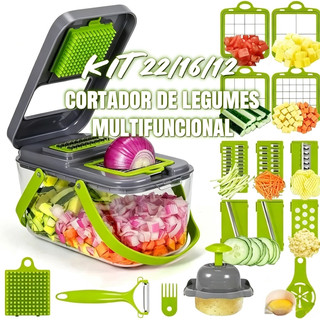 KIT Fatiador de Legumes 22 em 1 Cortador Ralador Picador Multifuncional Cozinha De Verduras/frutas