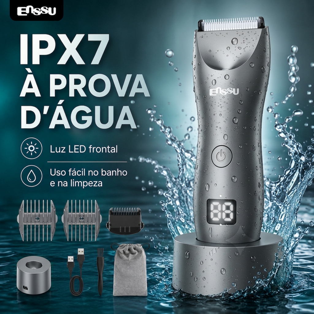 Máquina Aparadora Pelos e Cabelo Profissional Sem Fio Kit Completo Aparelho Cortar Raspar Pelar Barba Corpo Maquininha