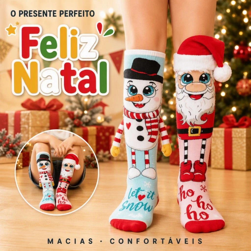 Meia 3D Cano Alto Volta às Aulas - Meia Patty Algodão Premium Personagens Divertida para Crianças