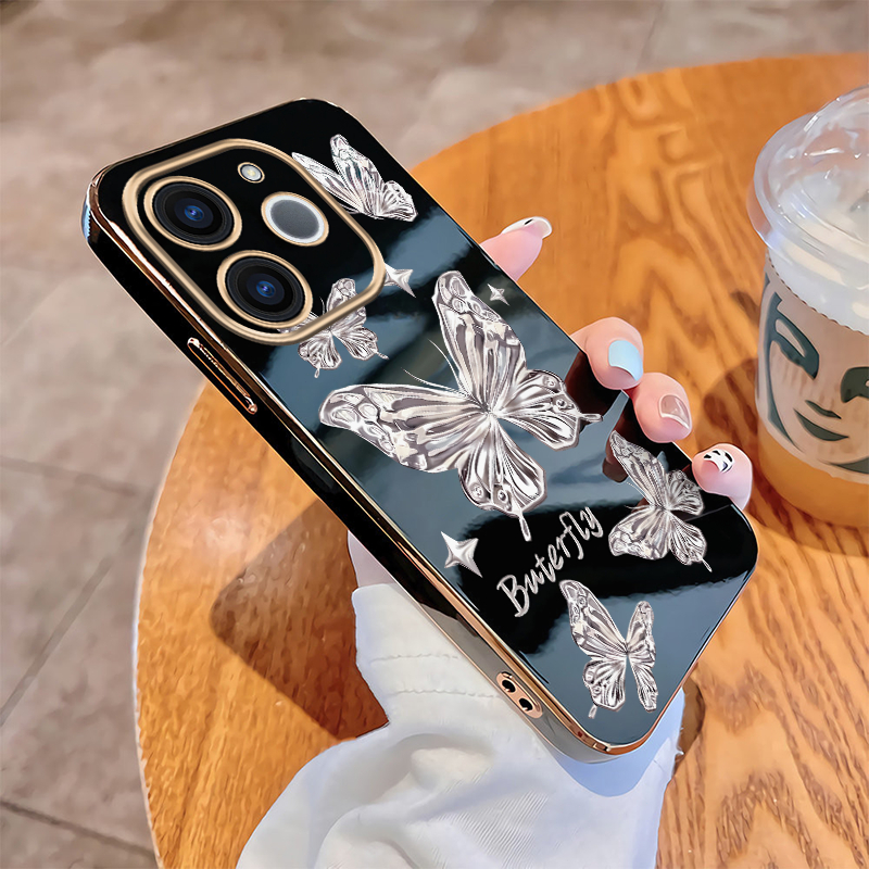Invólucro Revestido Para realme Note 70 70t 60 60x Note60x Capa De Telefone De Silicone Brilhante Borboleta Macia