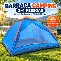 Barraca Iglu 3-4 Pessoas Acampamento Camping Lazer Impermeável Cor Azul/amarelo