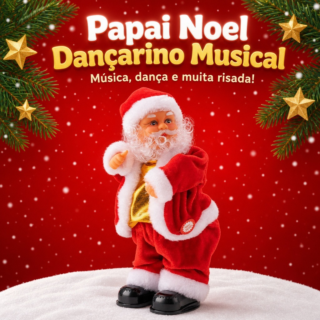 Papai Noel Dançarino Musical Boneco Mexe O Bumbum Enfeite Natalino Decoração de Natal