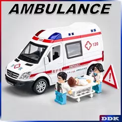 1 : 32 Ambulância Diecast Model Car Alloy Toy Metal Sound & Light Pull Back Truck Collection Veículos Presentes Para Cri