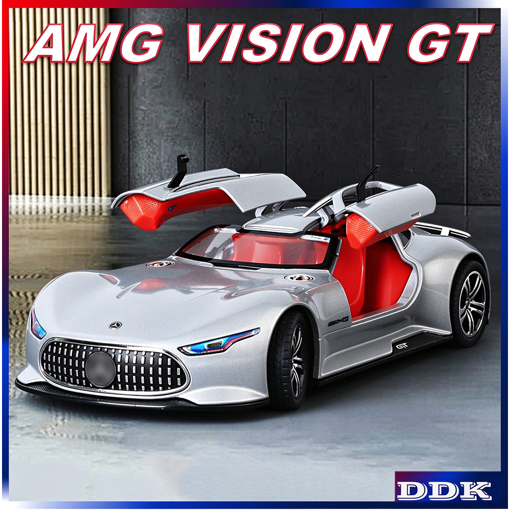 1 : 24 AMG VISION GT Diecast Modelo Liga De Brinquedo Carro Som Luz Puxar Para Trás Menino Crianças Amigo Presente De An
