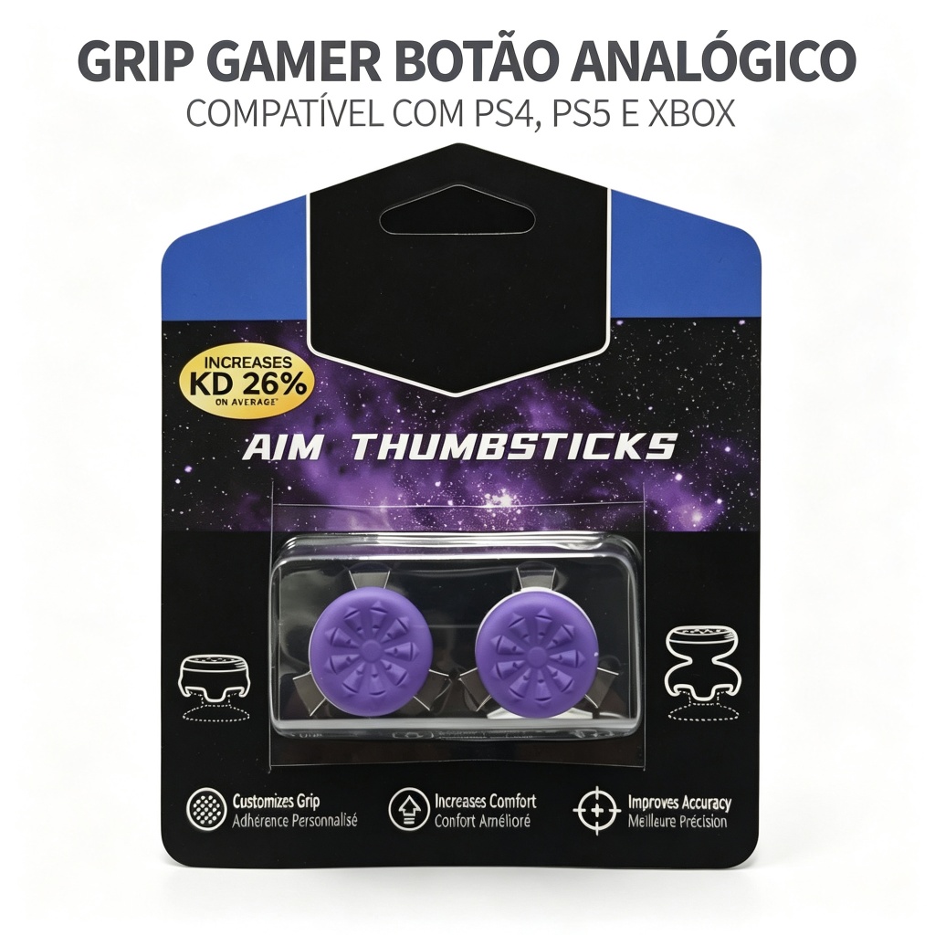 Grip Gamer Botão Analógico Controle Videogame Ps4 Ps5 Xbox