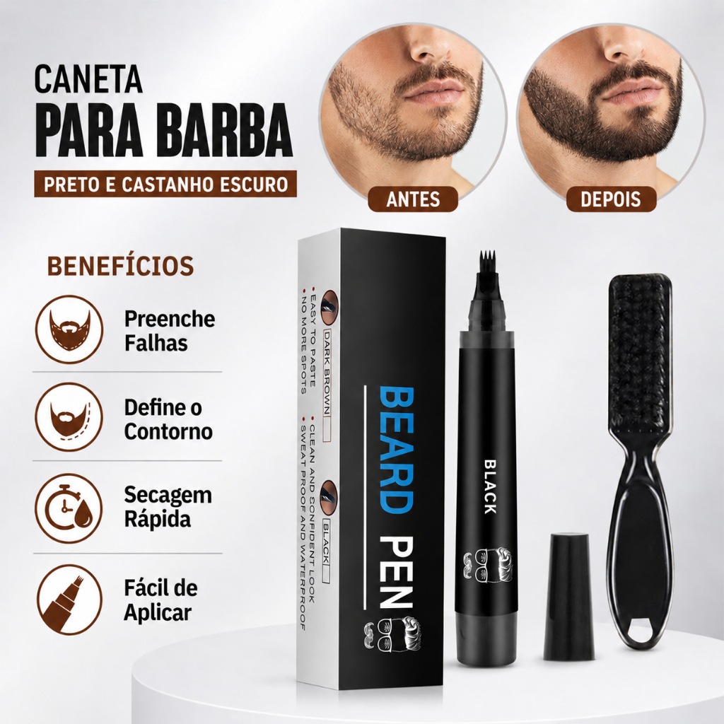 Caneta Para Preenchimento De Barba , À Prova D'água , Cobertura Natural De 4 Pontas Esparsa , Define Contorno