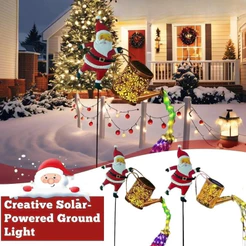Jardim Solar De Natal Luzes De Chaleira De Papai Noel À Prova D'água Regador Design Decorativo Com P